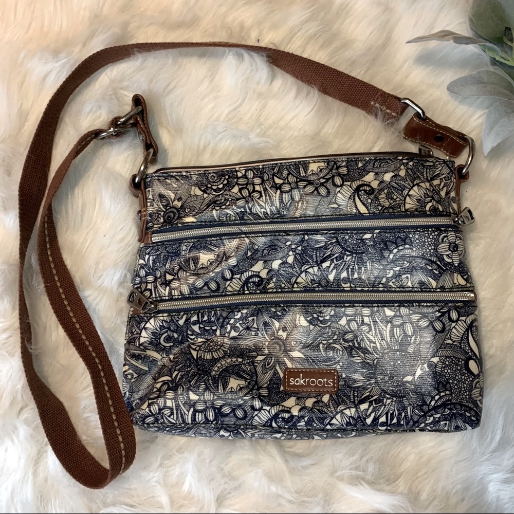 Sakroots Coated Canvas Crossbody Navy